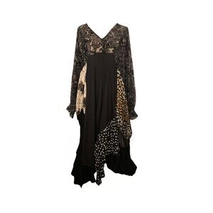 Elegant Black and Patterned Women's Dress